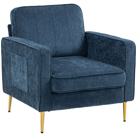 Rootz Fabric Armchair - Lounge Chair - Relaxation Chair - High Comfort - 81cm x 84cm x 87cm Blue