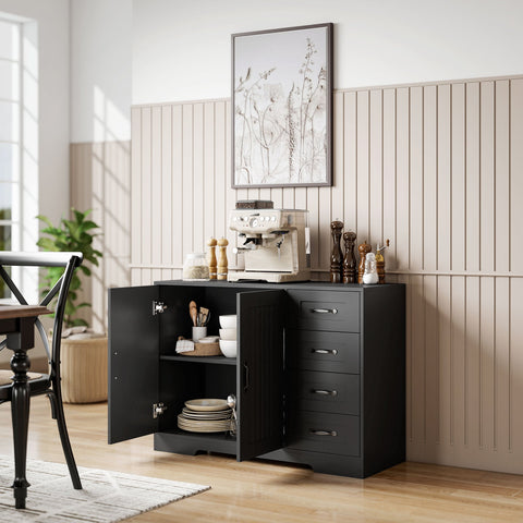Rootz Black Sideboard - Modern Chest of Drawers - Storage Cabinet - Ample Storage - 105 x 40 x 76 cm