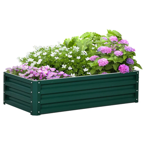 Rootz Raised Bed - Planter - Weather Resistant - Open Bottom - Galvanized Steel - Green - 120cm x 60cm x 30.5cm
