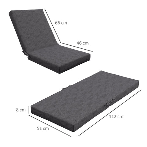 Rootz Set of 2 Outdoor Chair Cushions - Patio Cushion - Seat Pads - 8cm Thick Padding - 112L x 51W cm - Secure Straps