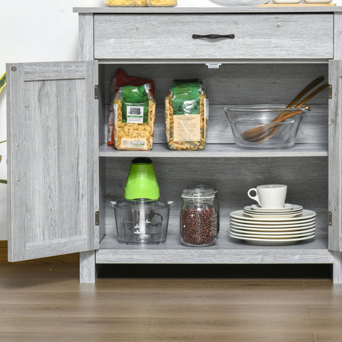 Rootz Buffet Cabinet - Country-Chic Storage - Light Wood Sideboard - Height-Adjustable Shelf - 80cm x 39.7cm x 80cm
