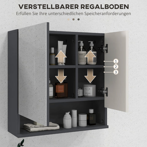 Rootz Bathroom Cabinet - Mirror Door - Adjustable Shelves - Resilient Up to 15 kg - 55cm x 17cm x 55cm - White