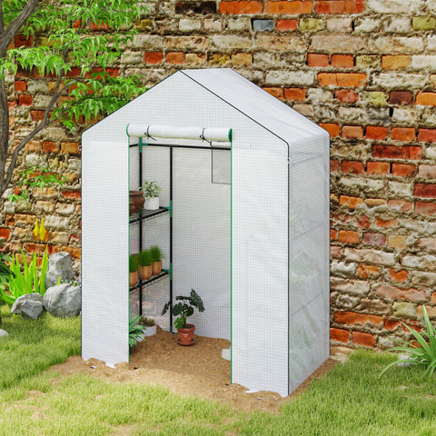Rootz Walk-In Greenhouse with Shelves - Mini-Greenhouse - UV-Resistant - Optimal Ventilation - 143l x 74b x 190h cm
