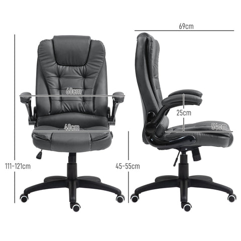 Rootz Executive Chair - Computer Chair - Office Chair - Faux Leather - Adjustable Height - 60cm x 69cm x 111-121cm