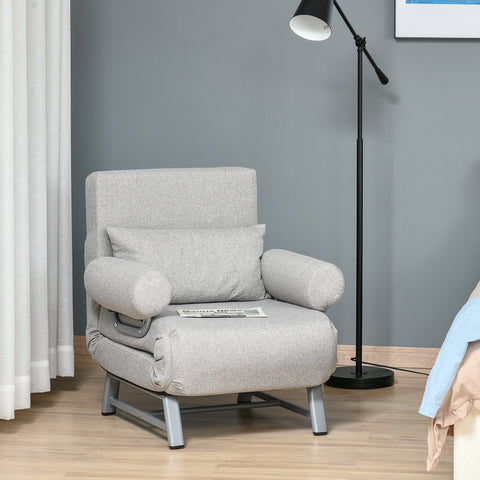 Rootz Convertible Sleep Sofa Chair - Armchair - Lying Chair - Maximum Comfort - Grey - 73x60x81cm, 190x58x26.5cm