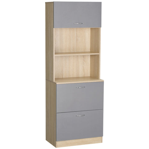 Rootz Buffet Kitchen Cabinet - Multi-purpose Cabinet - Storage Organizer - Large Worktop - 60 x 38 x 168 cm in Grey