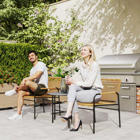 Rootz 3-Piece Rattan Bistro Set - Garden Seating - Outdoor Furniture - All-Weather Rust Resistant - 54cm x 66cm x 76cm - Yellow