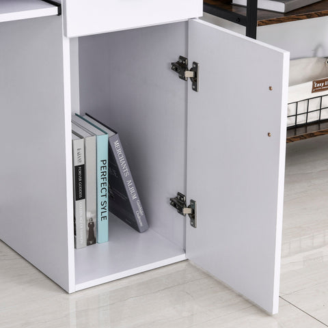 Rootz Computer Table - Office Desk - Multimedia Workspace - Ample Storage - 120 x 60 x 74 cm, White MDF