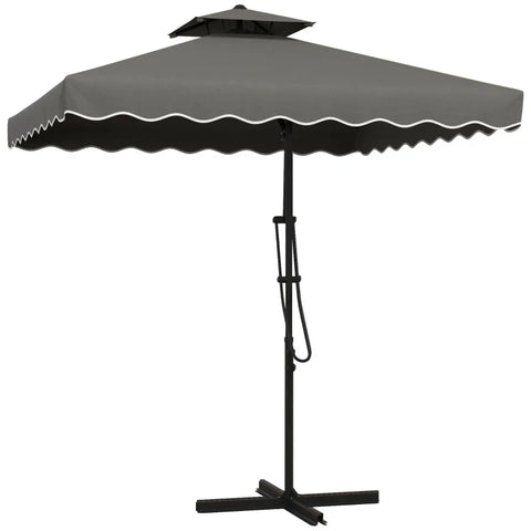 Rootz Hanging Umbrella - Garden Umbrella - Decorative Edge - Ventilation Canopy - Cantilever Umbrella - Weatherproof - Protective Cover - Sun Protection - Metal-polyester - Dark Gray - 2.4x2.4x2.6m