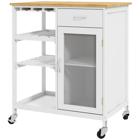 Rootz Kitchen Serving Trolley - Utility Cart - Mobile Cabinet - Spacious Storage - 76cm x 48cm x 88cm