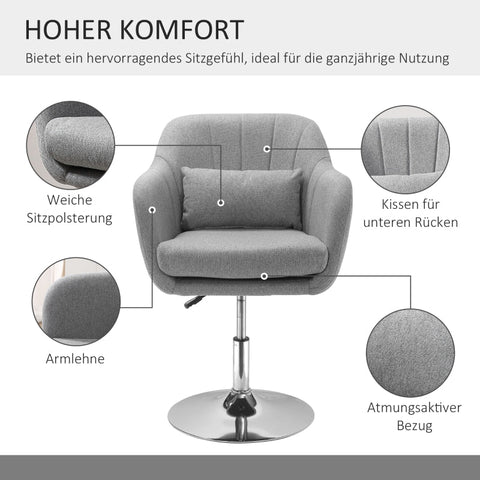 Rootz Werkkruk - Draaistoel - Tegenstoel - Barstoel - In Hoogte Verstelbaar - 360° Draaibaar - Maximaal Comfort - 60W x 60D x 79-91H cm - Linnenachtig polyester