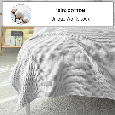 Rootz Daily Blanket - Waffle Optics - Cotton Throw - Breathable & Light - 170 x 210 cm - Ideal for Bed or Sofa
