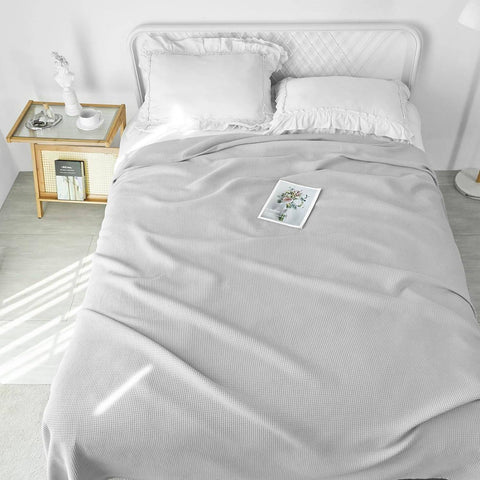 Rootz Daily Blanket - Waffle Optics - Cotton Throw - Breathable & Light - 170 x 210 cm - Ideal for Bed or Sofa