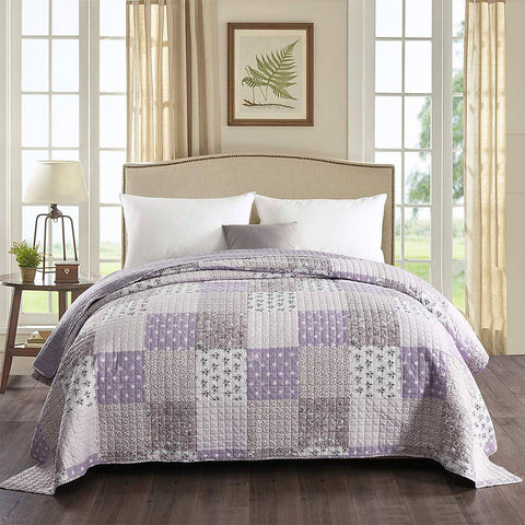 Rootz 2-Piece Quilted Bedspread Set - Daily Blanket - Bed Throw - Soft Padding - 240cm x 260cm