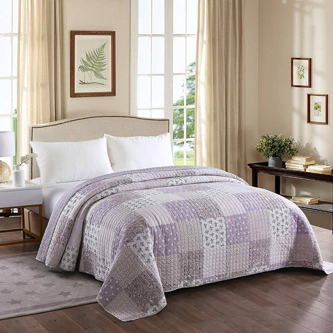 Rootz Quilted Patchwork Daily Blanket Set - Bedspread - Bed Cover - Adds Comfort - 150cm x 200cm