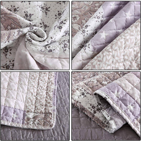 Rootz Quilted Patchwork Daily Blanket Set - Bedspread - Bed Cover - Adds Comfort - 150cm x 200cm