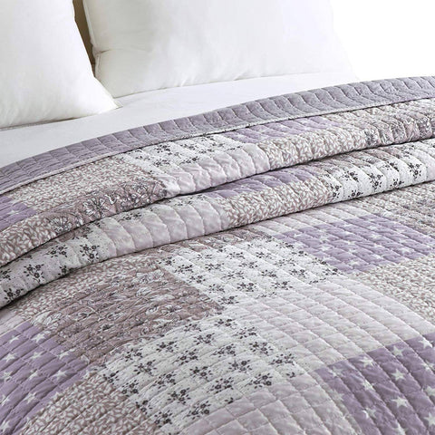 Rootz Quilted Patchwork Daily Blanket Set - Bedspread - Bed Cover - Adds Comfort - 150cm x 200cm