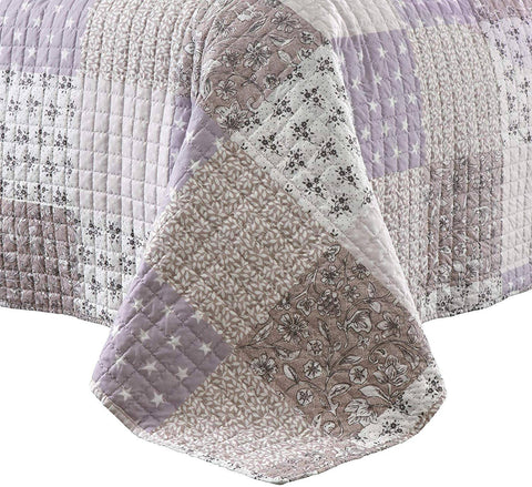 Rootz 2-Piece Quilted Bedspread Set - Daily Blanket - Bed Throw - Soft Padding - 240cm x 260cm