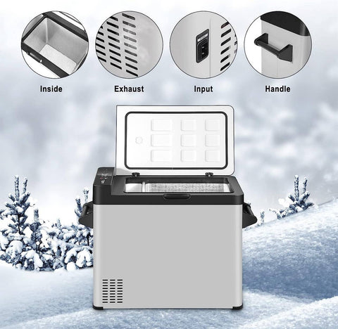 Rootz Portable Dual-Function Refrigerator - Travel Fridge - Compact Freezer - Space-Saving, Advanced Temperature Control, Portable - 36cm x 59cm x 81.2cm