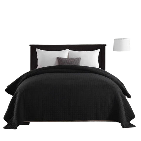 Rootz Daily Blanket Quilted Black - WEDENDESIGN Patchwork - Bedspread - Extra Comfort - 220 x 240 cm - Modern - Machine Washable