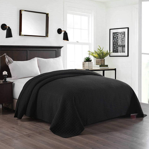 Rootz Daily Blanket Quilted Black - WEDENDESIGN Patchwork - Bedspread - Extra Comfort - 220 x 240 cm - Modern - Machine Washable