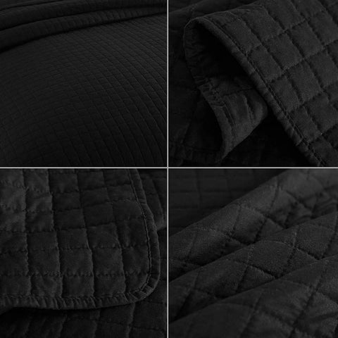 Rootz Daily Blanket Quilted Black - WEDENDESIGN Patchwork - Bedspread - Extra Comfort - 220 x 240 cm - Modern - Machine Washable