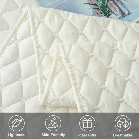 Rootz 3-Piece Bedspread Set - Throw Blanket - Ultrasonic Diamond Quilting - Skin-Friendly - 200x220cm & 50x70cm - Beige/Dark Gray