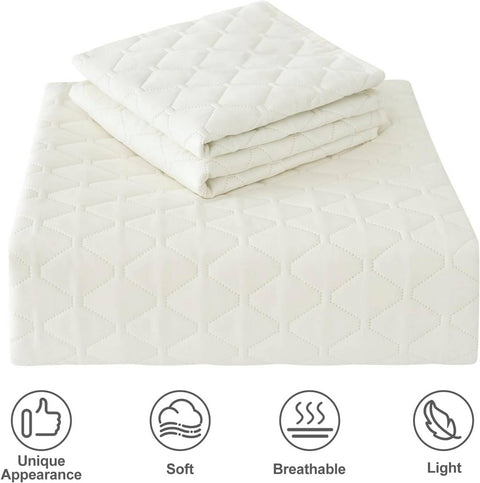 Rootz 3-Piece Bedspread Set - Throw Blanket - Ultrasonic Diamond Quilting - Skin-Friendly - 200x220cm & 50x70cm - Beige/Dark Gray