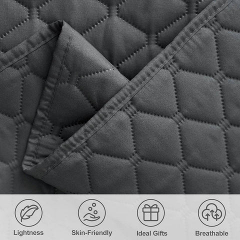 Rootz Daily Blanket Set - Coverlet Set - Bedspread Set - Breathable Comfort -  Grey - 220 x 240 cm - Includes 2 Pillowcases 50 x 70 cm