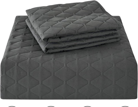Rootz Daily Blanket Set - Throw Blanket - Bedspread - Hypoallergenic - 200x220cm Grey with 2 Pillowcases 50x70cm - Ultra Comfort