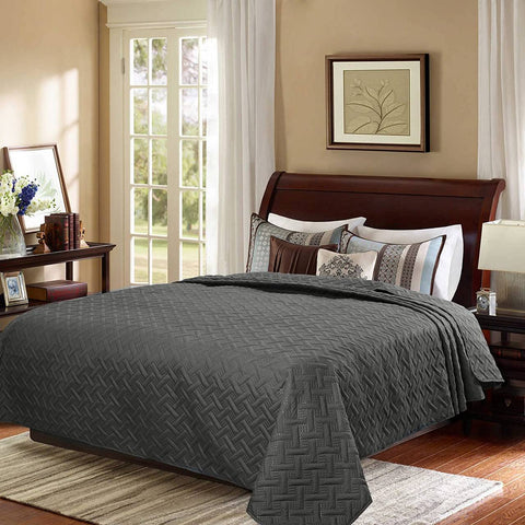 Rootz Geometric Bedspread - Duvet Cover - Reversible Quilt - 100% Microfiber - Modern Design - 170cm x 210cm, 220cm x 240cm, 240cm x 260cm