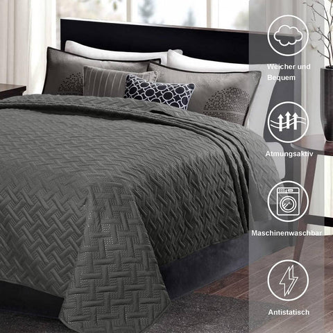 Rootz Geometric Bedspread - Duvet Cover - Reversible Quilt - 100% Microfiber - Modern Design - 170cm x 210cm, 220cm x 240cm, 240cm x 260cm