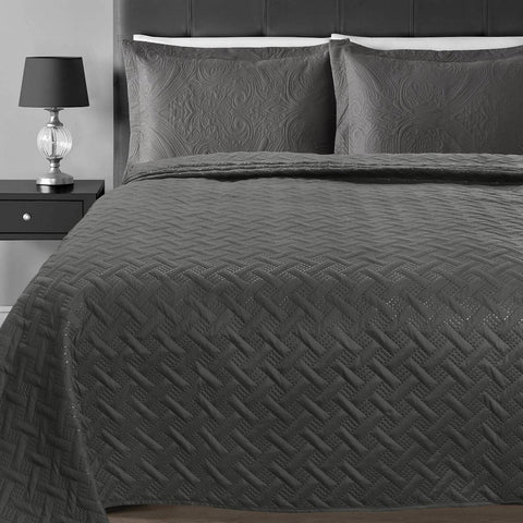 Rootz Daily Blanket - Bedding Cover - Quilt - Reversible Comfort - Grey - 240cm x 260cm - Modern Geometric Pattern