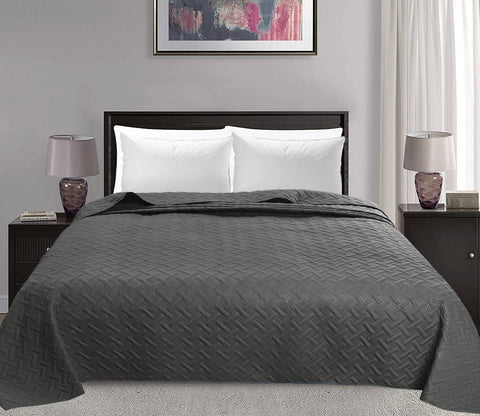 Rootz Daily Blanket - Geometric Bed Cover - Soft Microfiber Throw - Skin-Friendly Comfort -Grey 220x240 cm