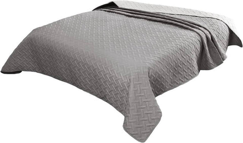Rootz Daily Blanket - Bedspread - Quilted Throw - Reversible Comfort - 170 x 210 cm, Grey Geometric Pattern