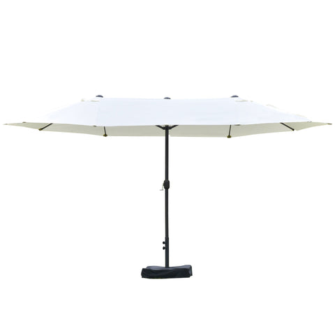 Rootz XXL Garden Umbrella - Large Parasol - Patio Shade - Crank Opening - 4.6m x 2.7m x 2.4m - Weight Bags & Base Included