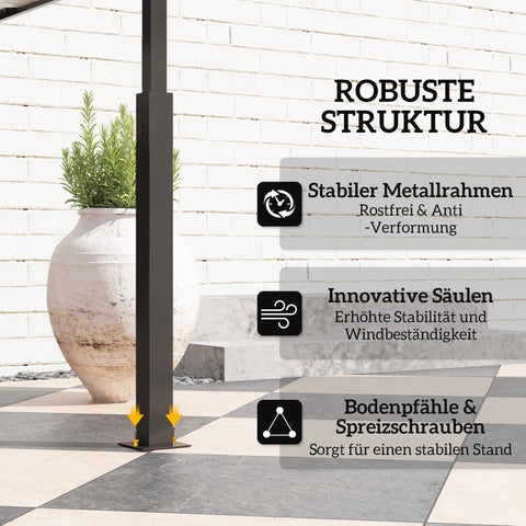 Rootz Grill Pavilion - Garden Grill Tent - BBQ Shelter - Perfect Air Circulation - 243L x 148B x 248H cm - LED Lighting & Spice Shelves