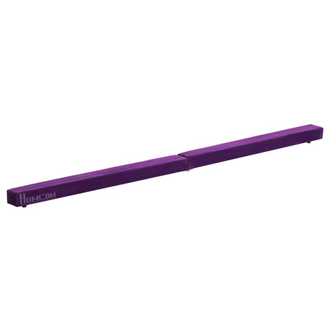 Rootz Foldable Gymnastics Bar - Balance Beam - Suede Cover - Non-Slip Feet - Stainless Steel Hinges - 210cm x 10cm x 6.5cm