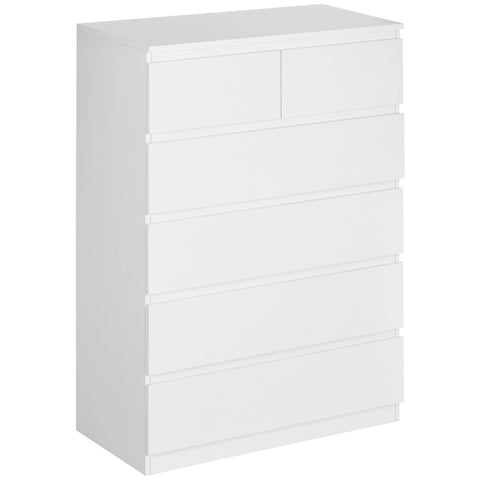 Rootz Chest of Drawers - 6 Drawer Storage - Minimalist Cabinet - Modern Style - 80cm x 39cm x 115cm - White