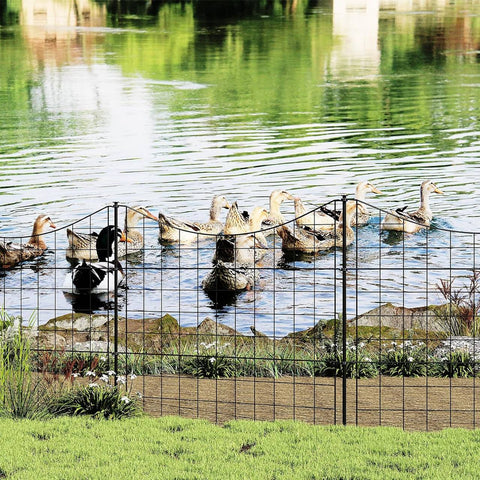 Rootz Pond Fence Garden Barrier - Metal Lattice - Plug-In Fence - Rust Resistant - 70 x 64 cm - Black - Weatherproof & Durable