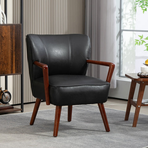 Rootz Accent Chair - Decorative Armchair - Lounge Chair - Faux Leather - 67cm x 77cm x 80cm - Easy Assembly - Rubberwood Frame