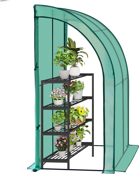 Rootz Premium Lean-to Greenhouse - Garden Greenhouse - Outdoor Greenhouse - Spacious, Durable, Easy to Install - 200cm x 210cm x 100cm