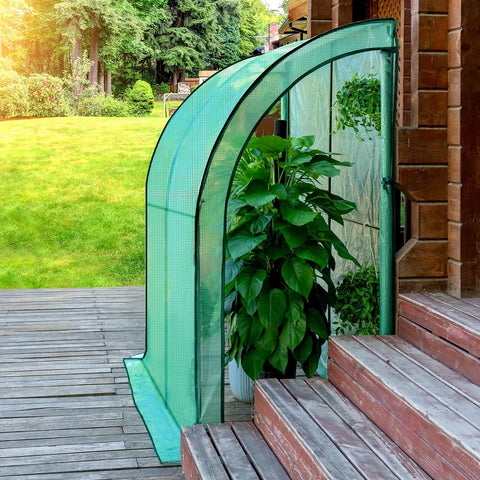 Rootz Premium Lean-to Greenhouse - Garden Greenhouse - Outdoor Greenhouse - Spacious, Durable, Easy to Install - 200cm x 210cm x 100cm