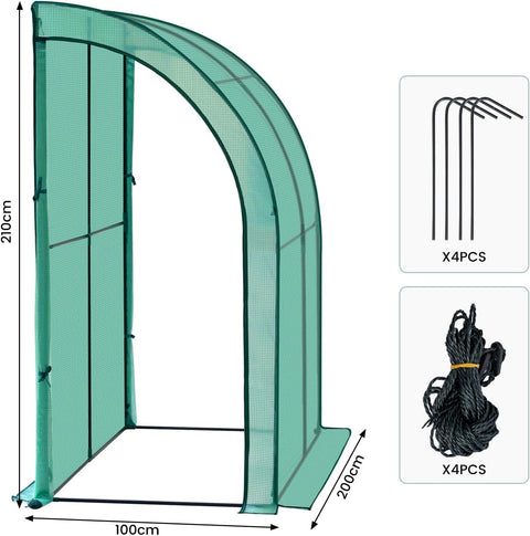 Rootz Premium Lean-to Greenhouse - Garden Greenhouse - Outdoor Greenhouse - Spacious, Durable, Easy to Install - 200cm x 210cm x 100cm