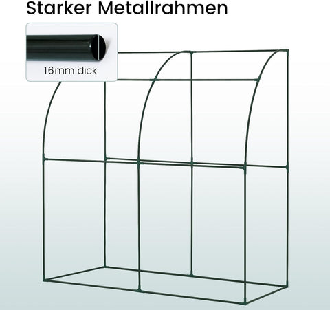 Rootz Premium Lean-to Greenhouse - Garden Greenhouse - Outdoor Greenhouse - Spacious, Durable, Easy to Install - 200cm x 210cm x 100cm