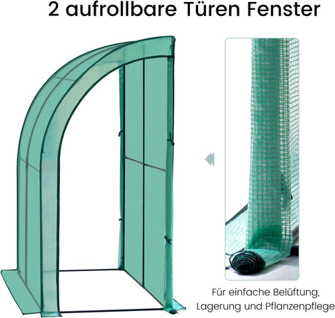 Rootz Premium Lean-to Greenhouse - Garden Greenhouse - Outdoor Greenhouse - Spacious, Durable, Easy to Install - 200cm x 210cm x 100cm
