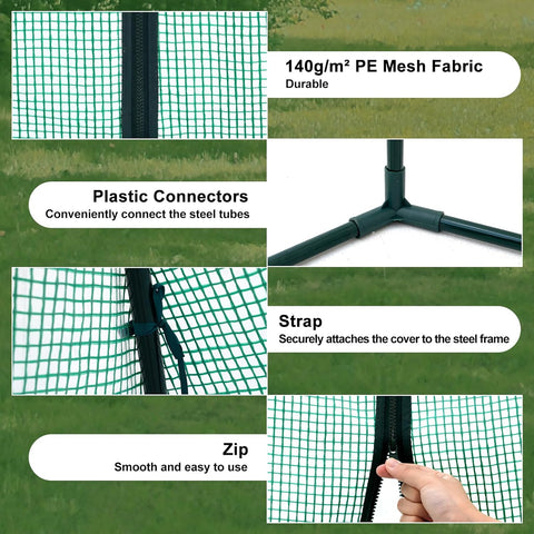 Rootz Conical Greenhouse - Garden Shelter - Plant Protector - UV Protection, Durable Design, Optimal Ventilation - 240cm x 200cm x 240cm / 160cm x 180cm x 160cm