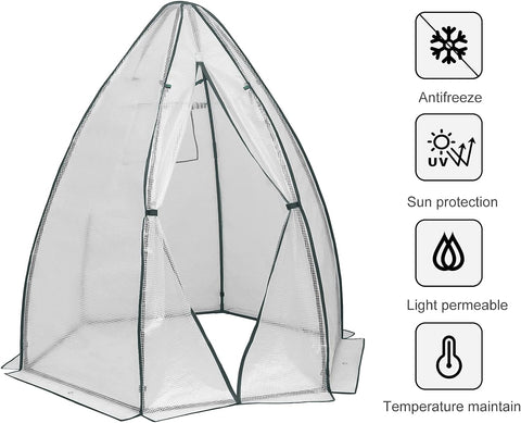 Rootz Conical Greenhouse - Garden Greenhouse - Plant Protector - Weather-Resistant, Durable Construction, Optimal Ventilation - 160cm x 180cm x 160cm