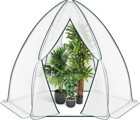 Rootz Conical Greenhouse - Garden Greenhouse - Plant House - Weather-Resistant, Durable Structure, Optimal Ventilation - 240cm x 200cm x 240cm / 160cm x 180cm x 160cm