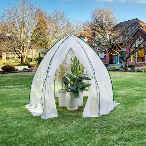 Rootz Conical Greenhouse - Garden Greenhouse - Plant House - Weather-Resistant, Durable Structure, Optimal Ventilation - 240cm x 200cm x 240cm / 160cm x 180cm x 160cm